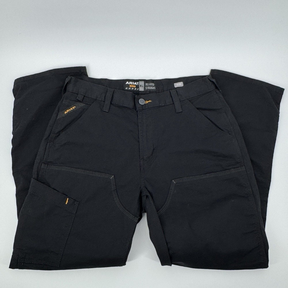Ariat Pants Mens 33x30 Black Rebar M4 Relaxed Straight Fit Double Knee Canvas